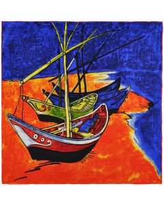 Carré de soie SilkArt Van Gogh Bateaux de pêche