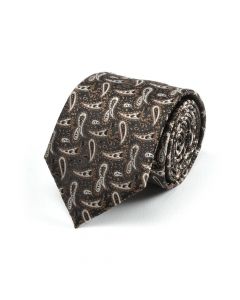 Cravate paisley noir bronze