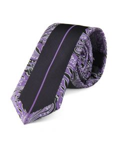 Cravate slim semi-paisley violet