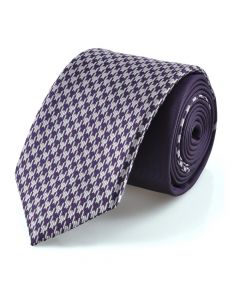 Cravate slim pieds de poule violet